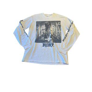 Justin Bieber Purpose Tour Long Sleeve T-Shirt L White Concert Merch
